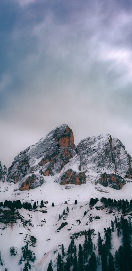 [2436x1125]雪山 积雪 高处 峭壁 苹果手机壁纸图片