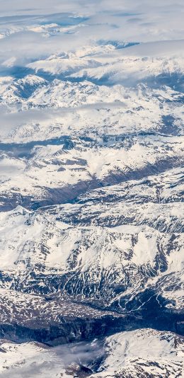 [2436x1125]雪山 航拍 山脉 雪景 苹果手机壁纸图片