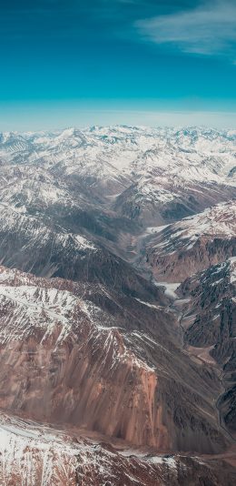 [2436x1125]雪山 航拍 积雪 山峰 苹果手机壁纸图片