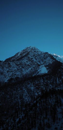 [2436x1125]雪山 蓝色 山峰 树木 苹果手机壁纸图片