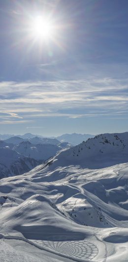 [2436x1125]雪山 阳光 白色 山顶 苹果手机壁纸图片