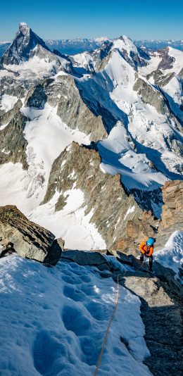 [2436x1125]雪山 雪峰 攀登 爬山 苹果手机壁纸图片
