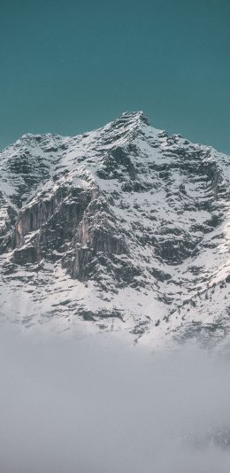 [2436x1125]雪山 雪顶 云朵 高山 苹果手机壁纸图片