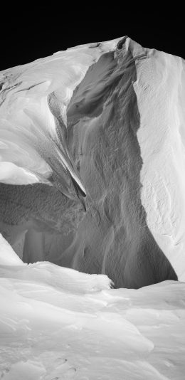 [2436x1125]雪山 黑白 寒冷 简约 苹果手机壁纸图片