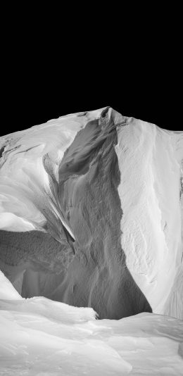 [2436x1125]雪山 黑白 山峰 苹果手机壁纸图片