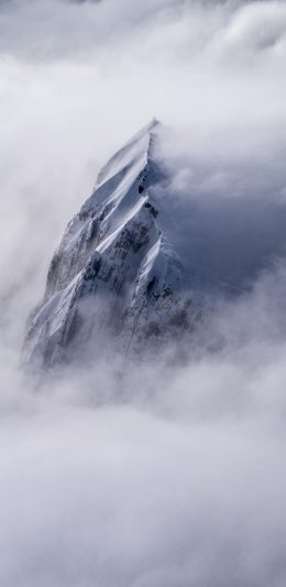[2436x1125]雪峰 景色 高空 云雾 苹果手机壁纸图片
