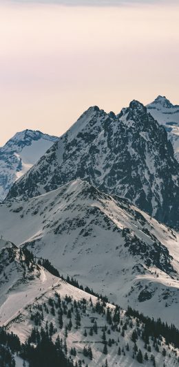 [2436x1125]雪峰 雪顶 山顶 雪季 苹果手机壁纸图片