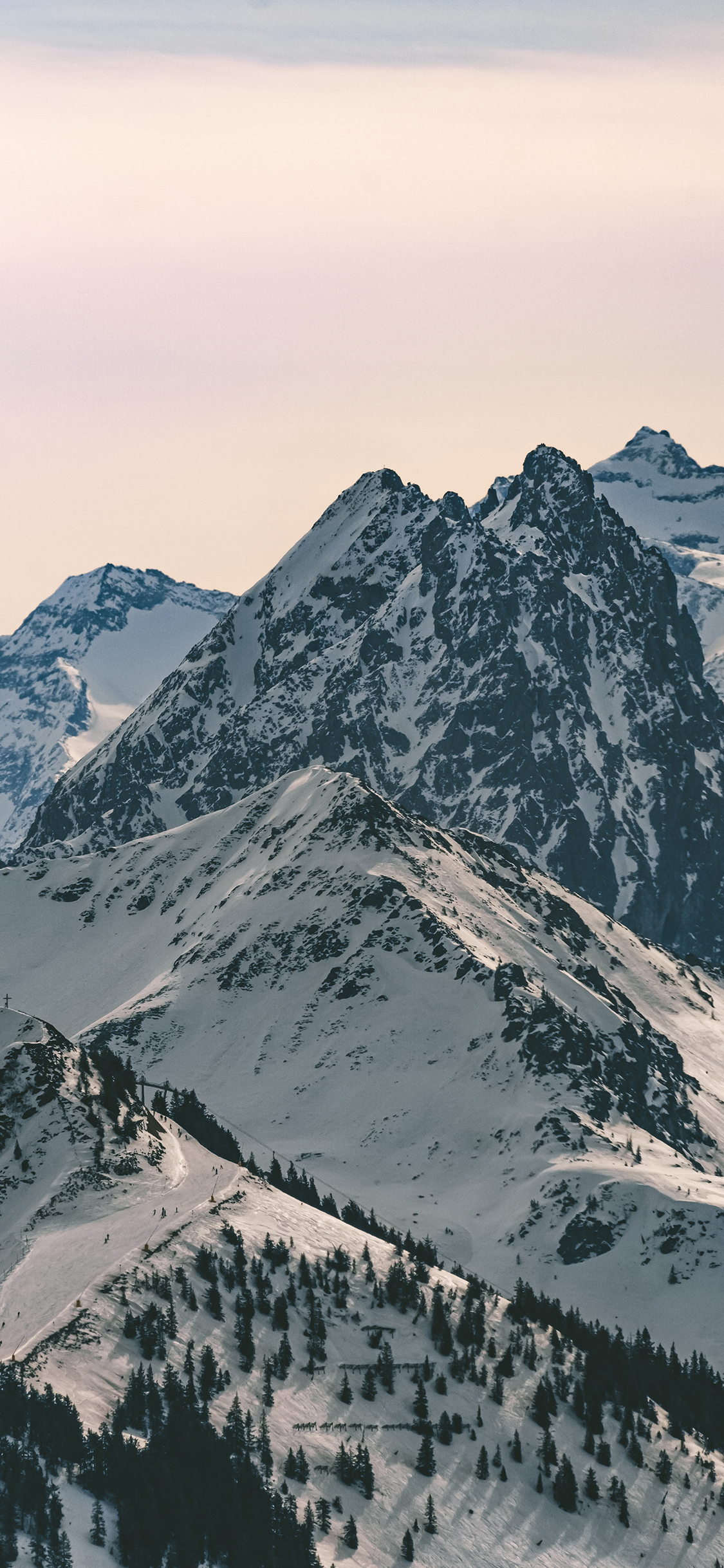 [2436×1125]雪峰 雪顶 山顶 雪季 苹果手机壁纸图片