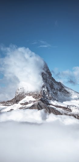 [2436x1125]雪峰 雪顶 蓝天 云海 苹果手机壁纸图片