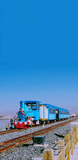 [2436x1125]青海 蓝天 火车 唯美 风景 苹果手机壁纸图片