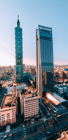 [2436x1125]风景 台湾101 建筑 城市 街道 日出 苹果手机壁纸图片