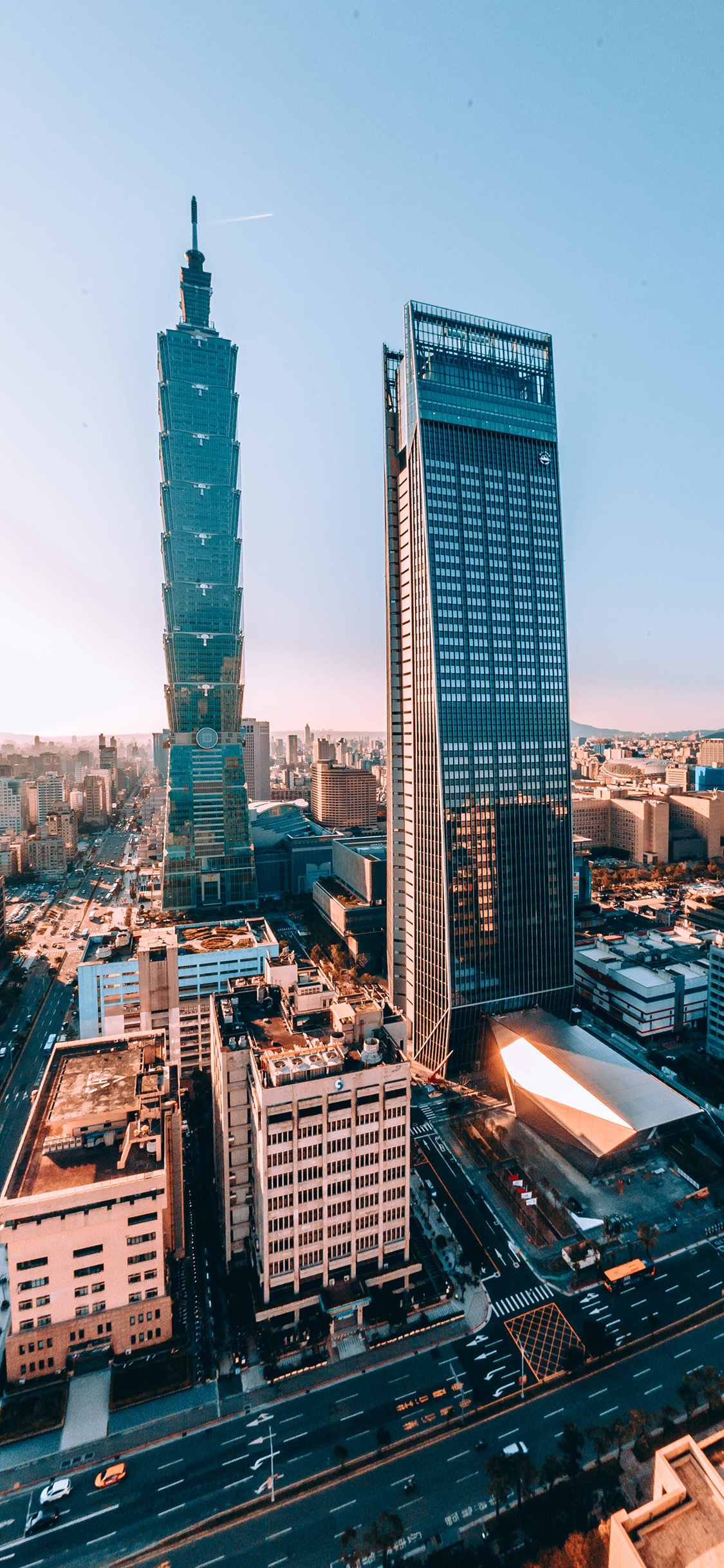 [2436×1125]风景 台湾101 建筑 城市 街道 日出 苹果手机壁纸图片