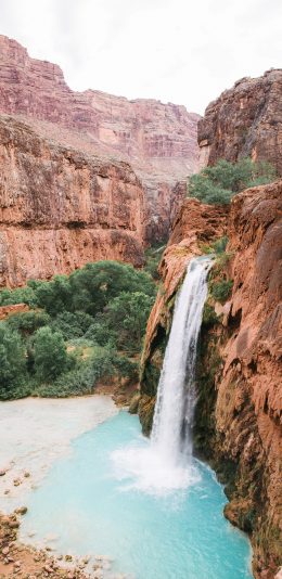 [2436x1125]风景 瀑布 景观 山水 苹果手机壁纸图片