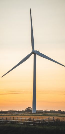 [2436x1125]风车 风力发电机 广阔 苹果手机壁纸图片
