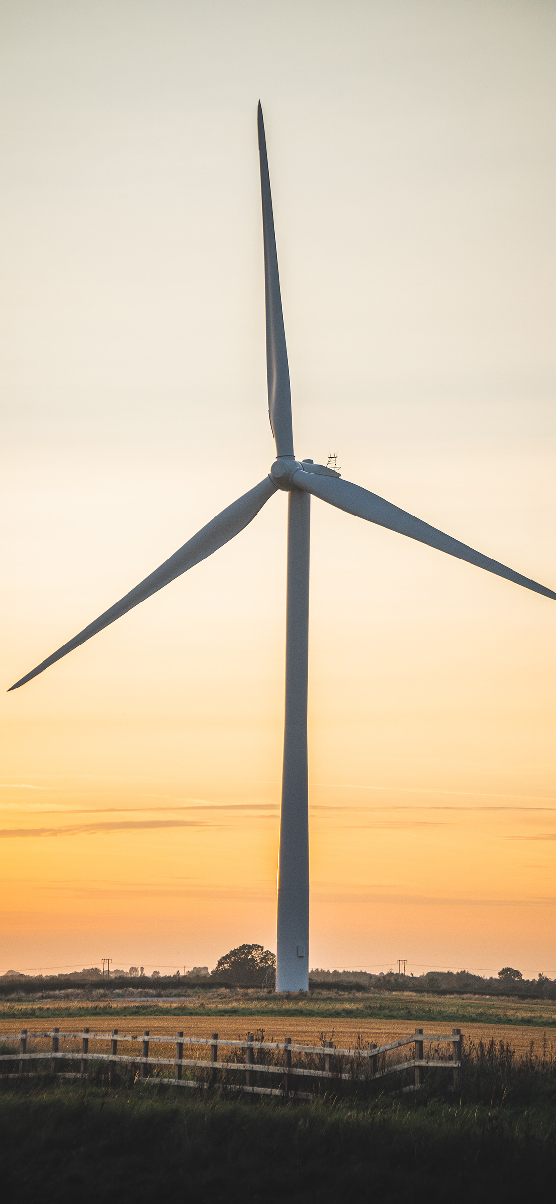 [2436×1125]风车 风力发电机 广阔 苹果手机壁纸图片