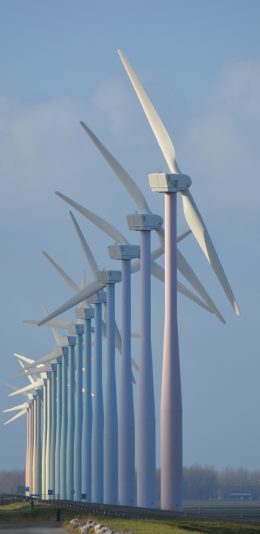 [2436x1125]风车 风力发电机 户外 广阔 苹果手机壁纸图片