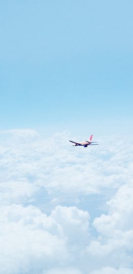 [2436x1125]飞机 云端 天空 飞行 航空 唯美 苹果手机壁纸图片