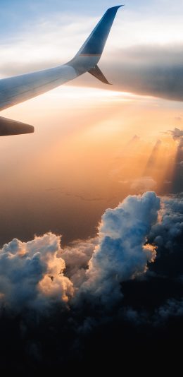 [2436x1125]飞机 天空 云端 航空 飞行 苹果手机壁纸图片