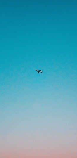 [2436x1125]飞机 天空 渐变 远航 苹果手机壁纸图片