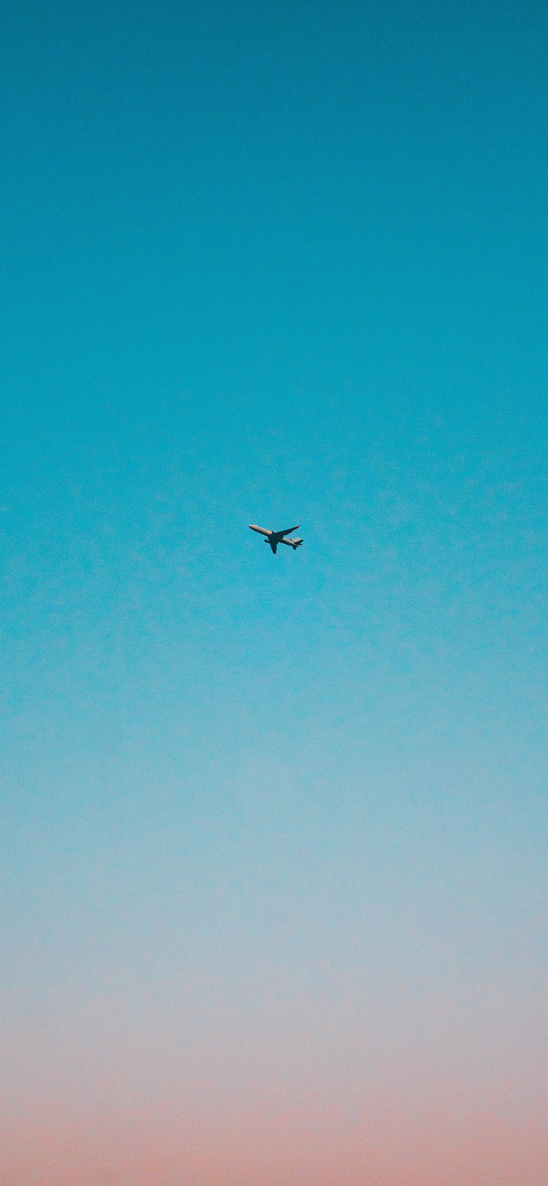 [2436×1125]飞机 天空 渐变 远航 苹果手机壁纸图片