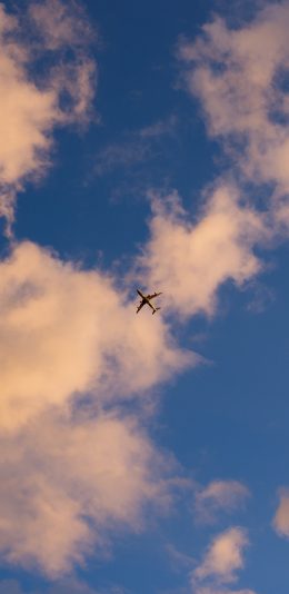 [2436x1125]飞机 天空 飞行 蓝天白云 航空 苹果手机壁纸图片