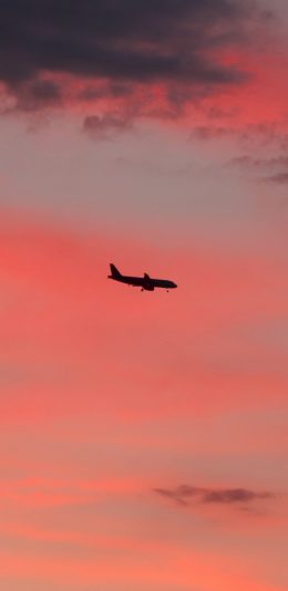 [2436x1125]飞机 渐变 太空 飞行 苹果手机壁纸图片