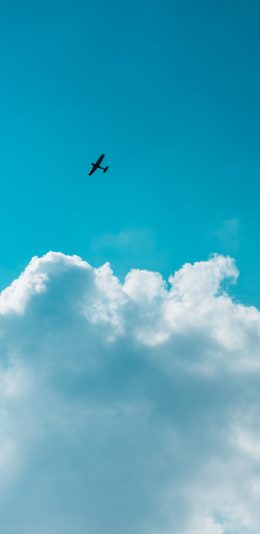 [2436x1125]飞机 蓝天白云 太空 飞行 苹果手机壁纸图片