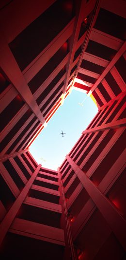 [2436x1125]飞机 飞行 航空 建筑 天空 苹果手机壁纸图片