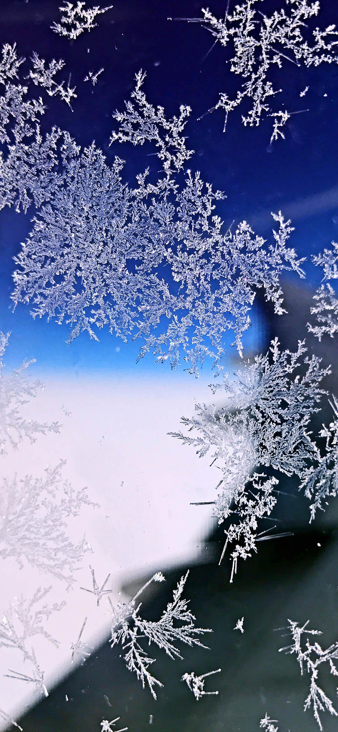 [2436×1125]飞机窗 雪花 冰霜 花纹 苹果手机壁纸图片