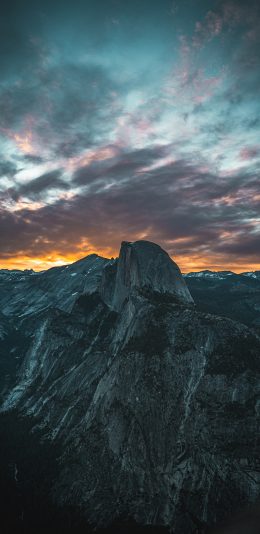 [2436x1125]高山 天空 云彩 峭壁 苹果手机壁纸图片