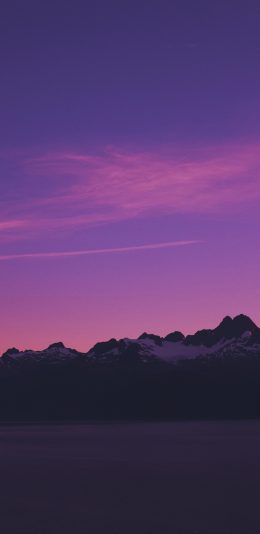 [2436x1125]高山 天空 景色 紫 夕阳 苹果手机壁纸图片