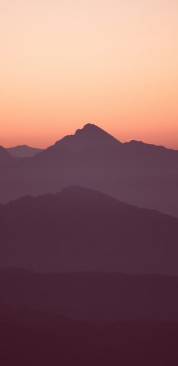 [2436x1125]高山 天空 渐变 色彩 暖色 苹果手机壁纸图片