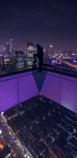 [2436x1125]高楼 恐高 建筑 城市 俯视 苹果手机壁纸图片