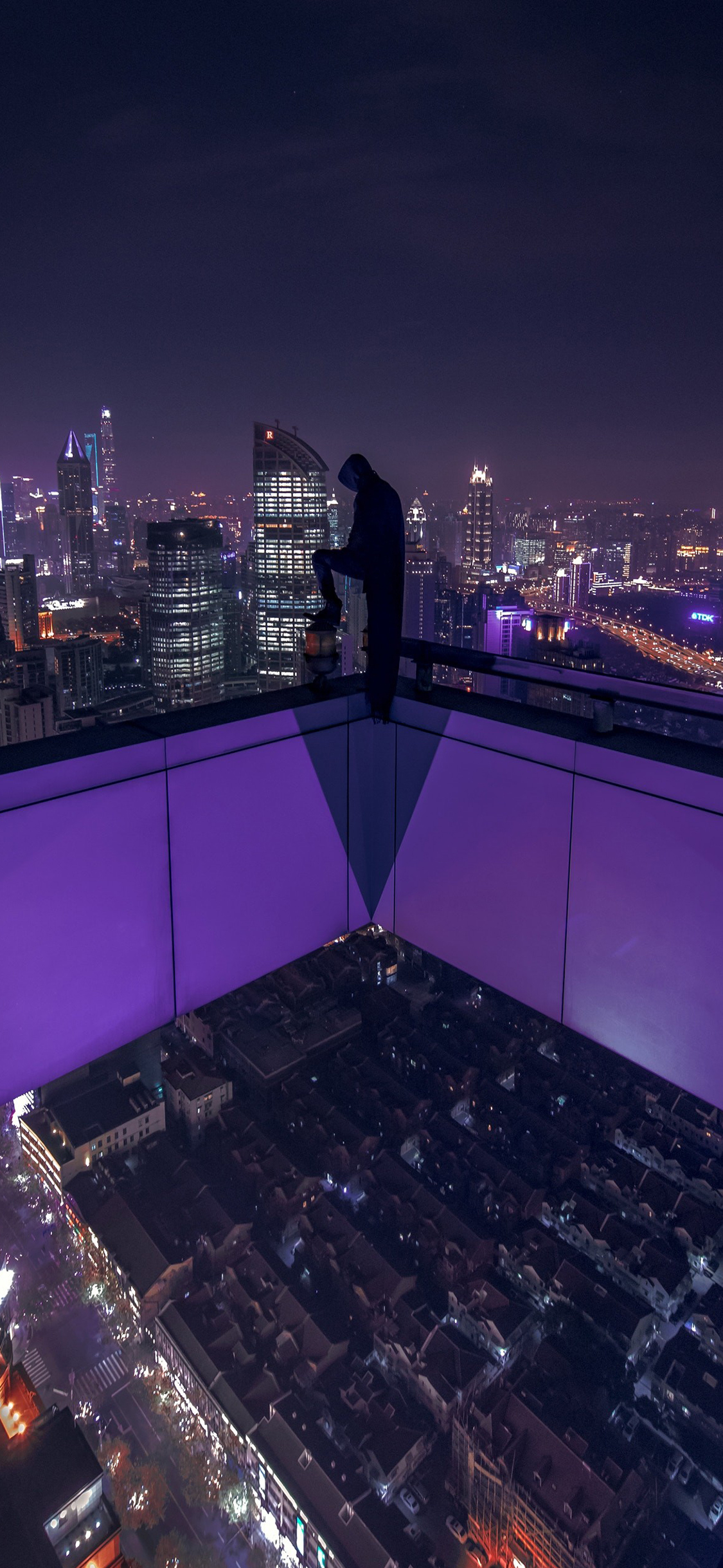 [2436×1125]高楼 恐高 建筑 城市 俯视 苹果手机壁纸图片