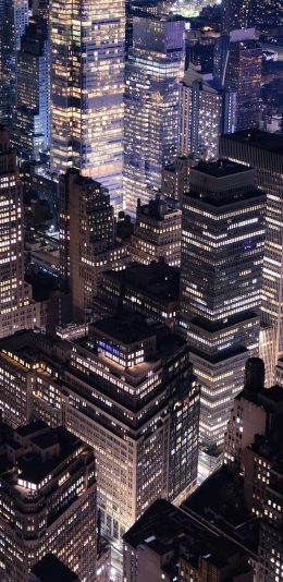 [2436x1125]高楼大厦 夜景 灯光 城市 苹果手机壁纸图片