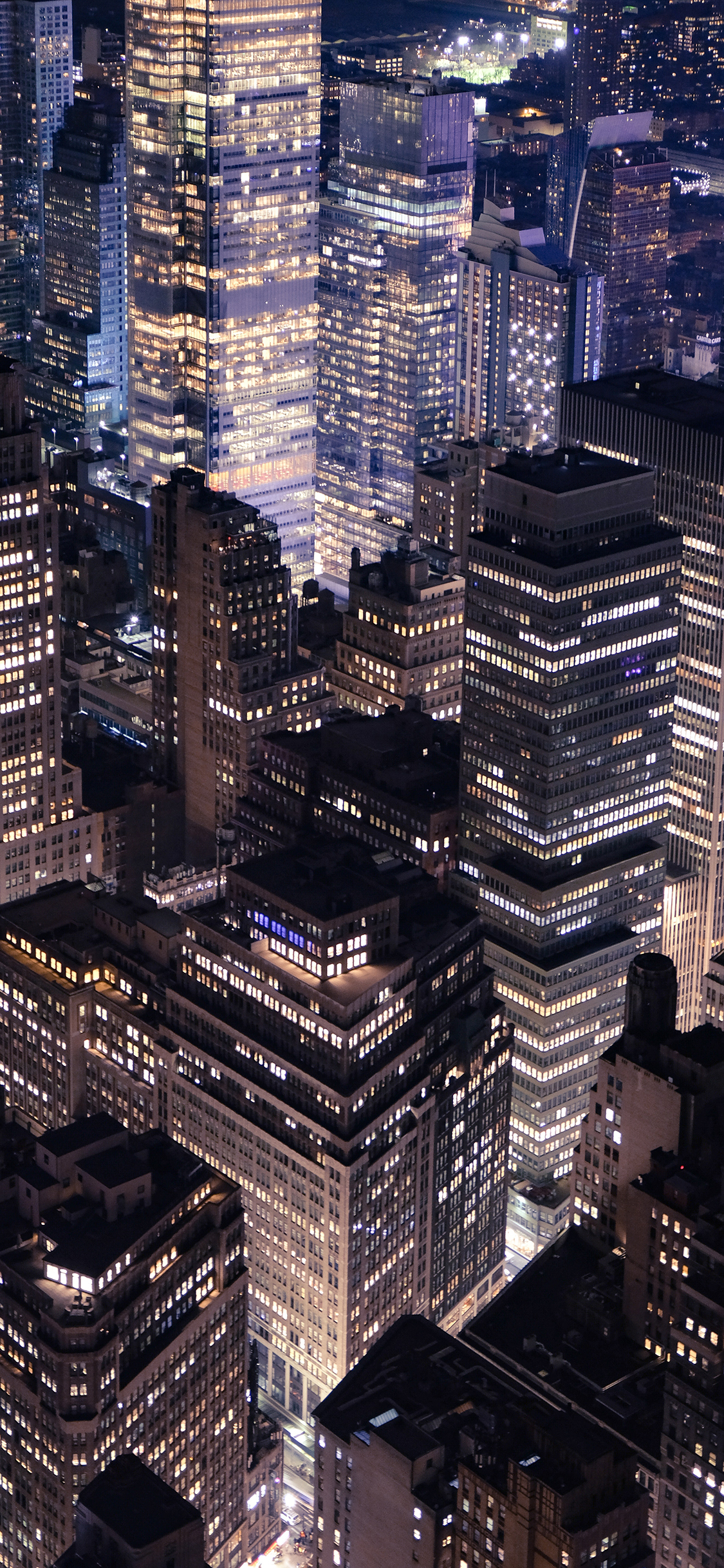 [2436×1125]高楼大厦 夜景 灯光 城市 苹果手机壁纸图片