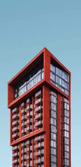 [2436x1125]高楼大厦 建筑 红色 苹果手机壁纸图片