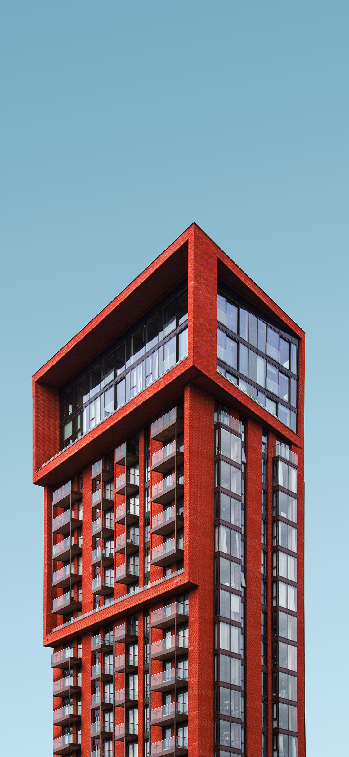 [2436×1125]高楼大厦 建筑 红色 苹果手机壁纸图片