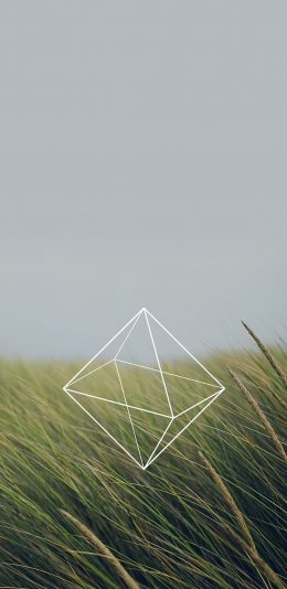 [2436x1125]麦子 风吹麦浪 绿色 几何 线条 天空 苹果手机壁纸图片