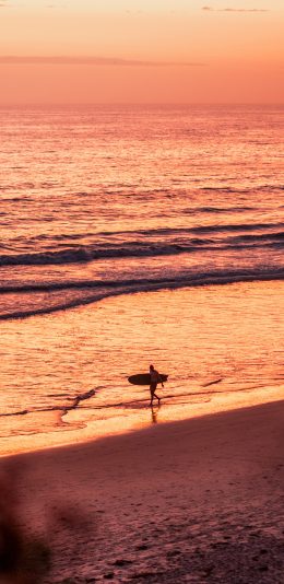 [2436x1125]黄昏 沙滩 海岸 冲浪 运动 苹果手机壁纸图片