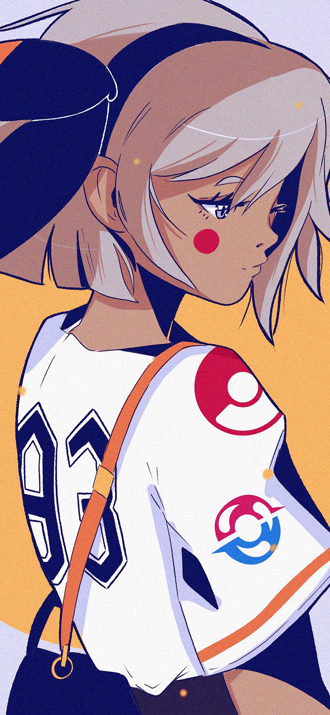 穿83号球衣的少女，线条平面手绘插画