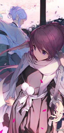 古代日本动漫女武士人物插画手机壁纸