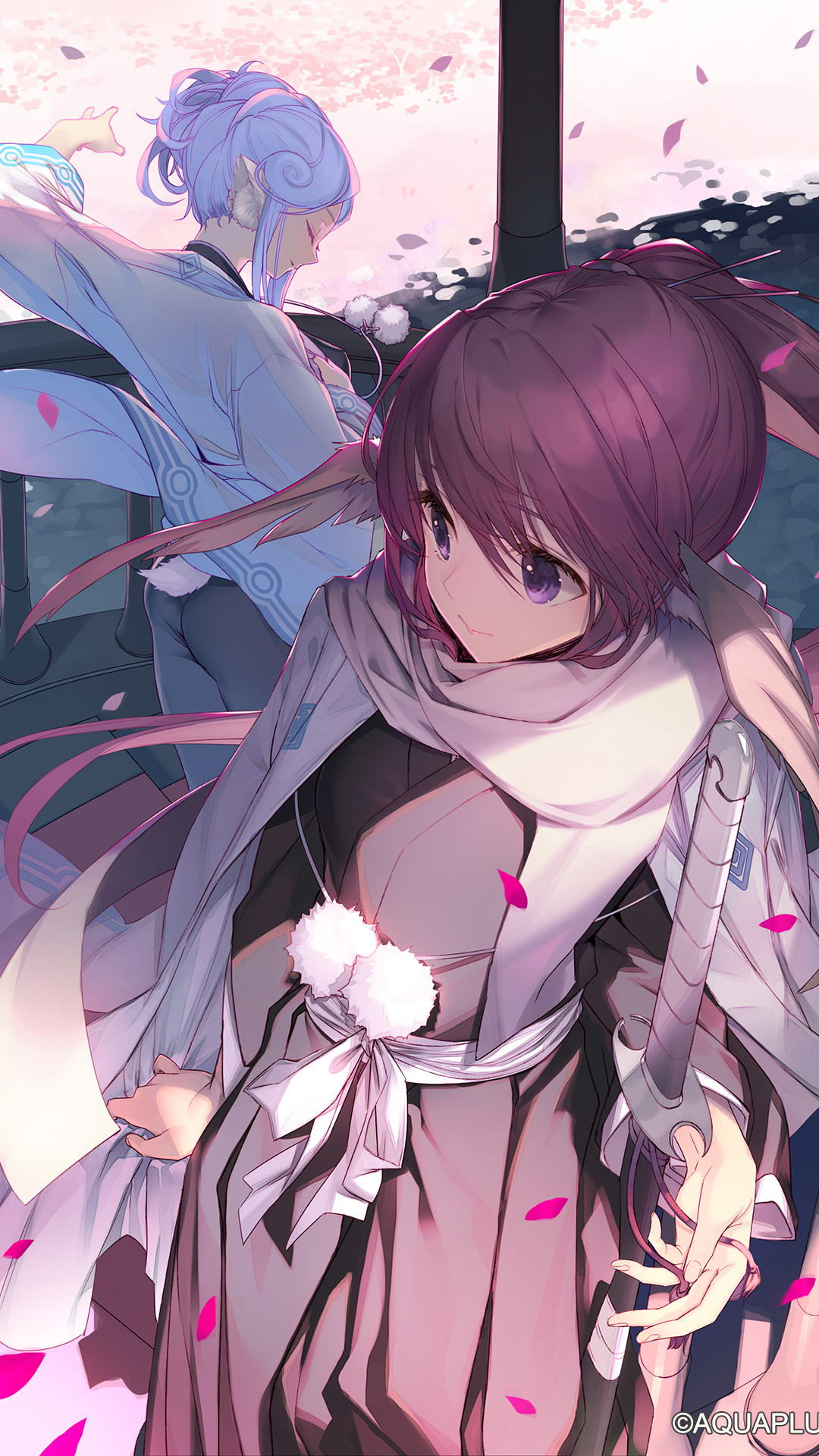 古代日本动漫女武士人物插画手机壁纸