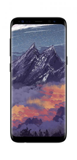 雪山绘画风景图