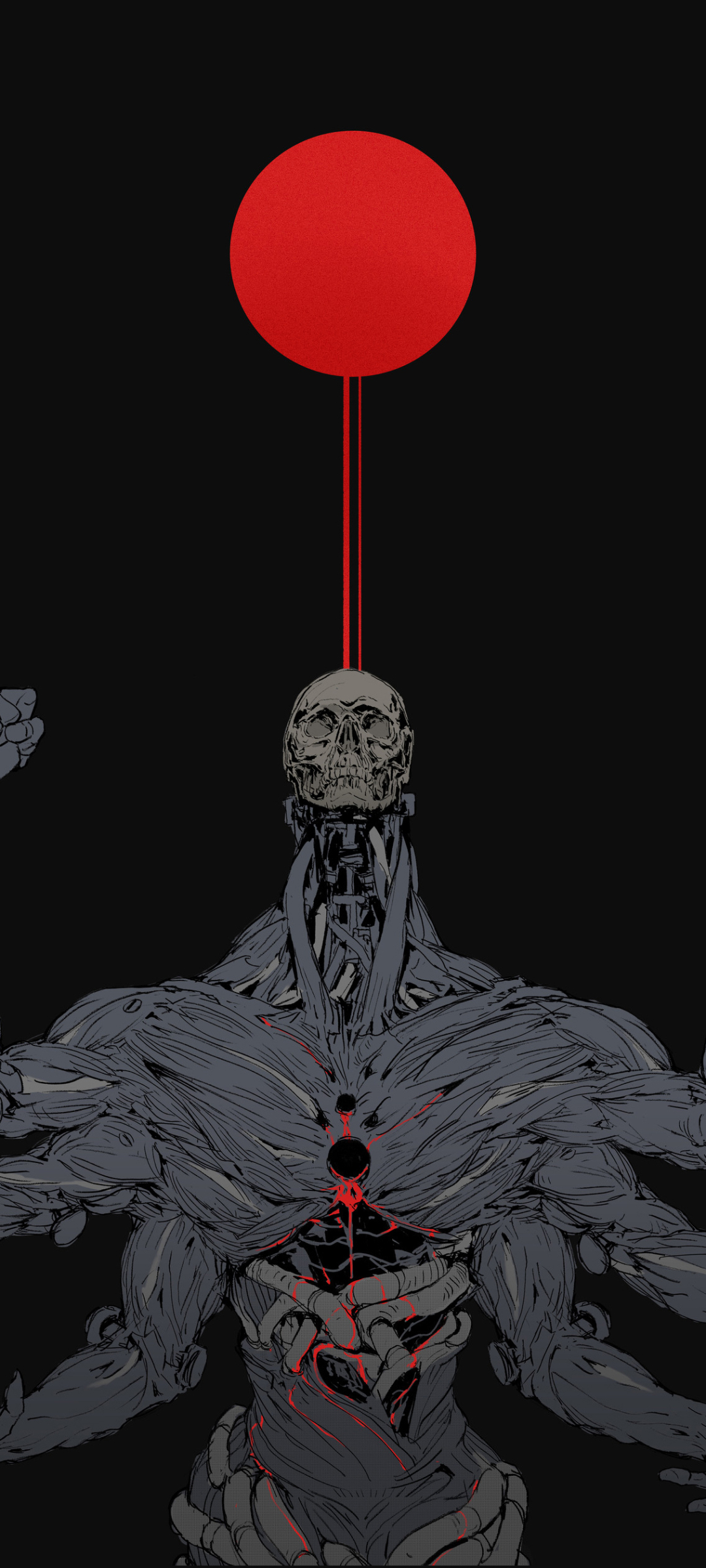 2400×1080 黑色 Dark Skull黑骷髅 电影手机壁纸图片