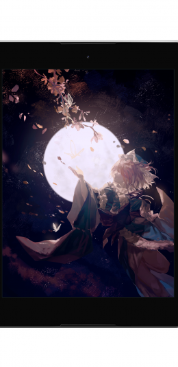《东方Project》西行寺幽幽子月亮樱花花瓣高清电脑壁纸
