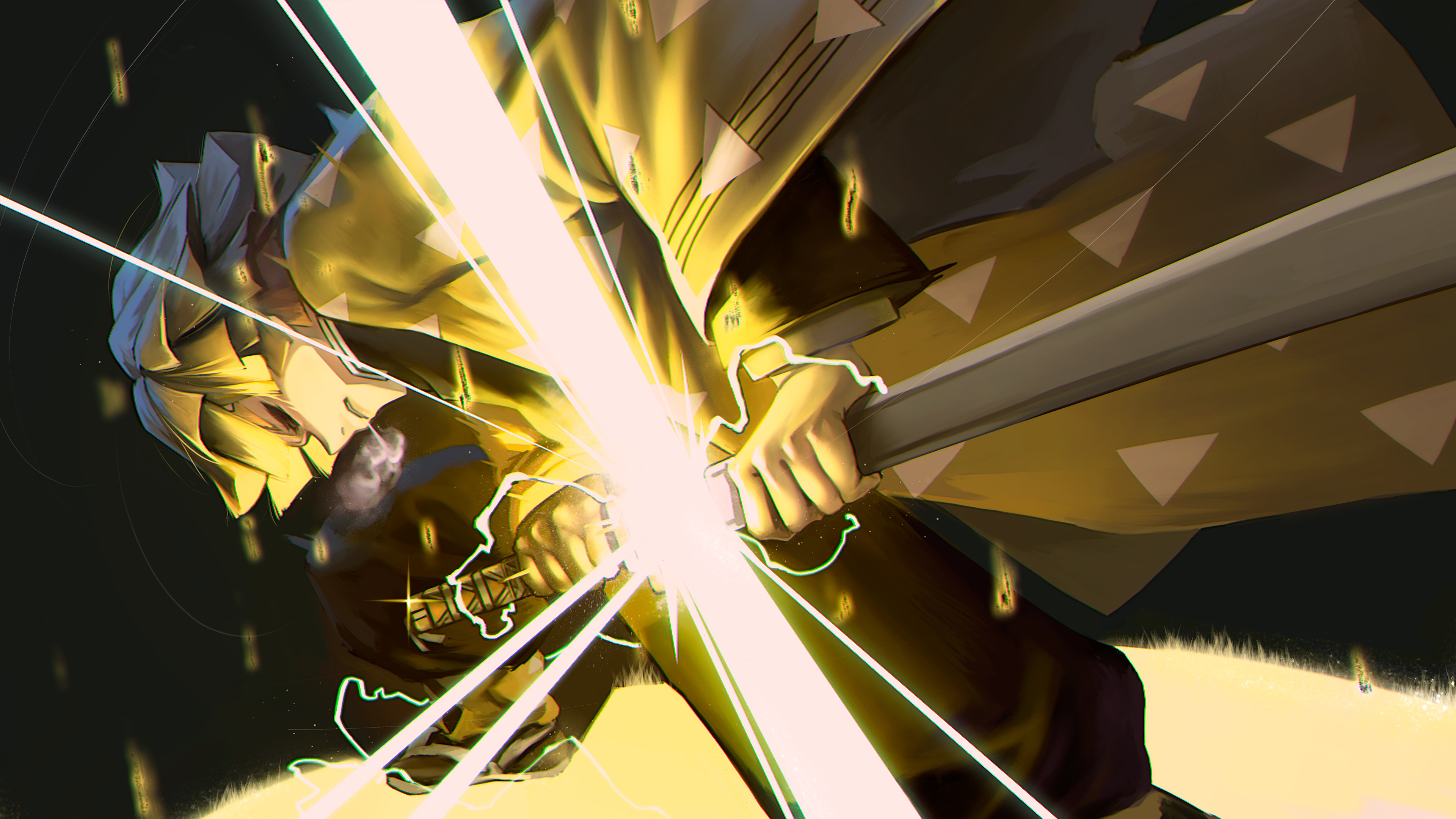 《鬼灭之刃》我妻善逸霸气拔刀高清4k动漫壁纸