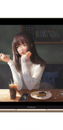 坐在咖啡馆的少女唯美4k高清动漫壁纸