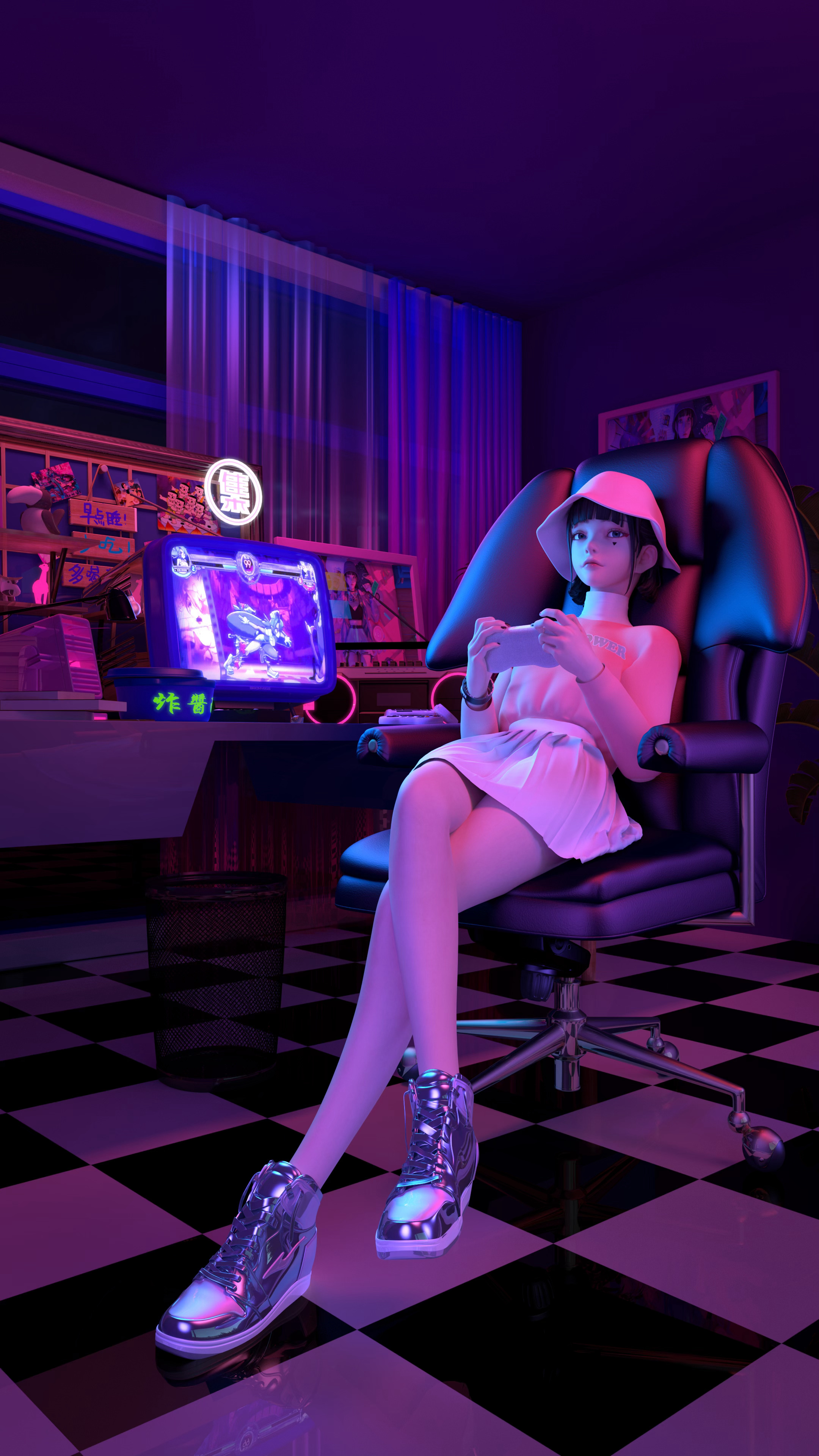 坐在椅子上的集原美4k手机壁纸竖版2160×3840