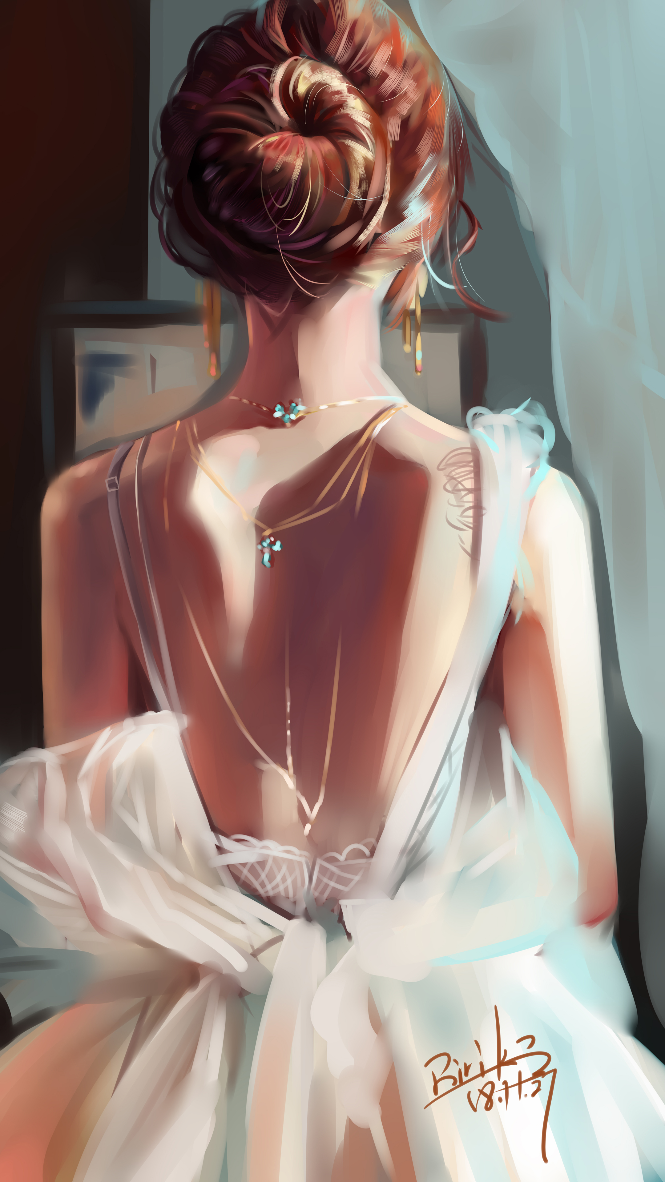 少女,唯美后背,后颈,4k手机壁纸美女2160×3840